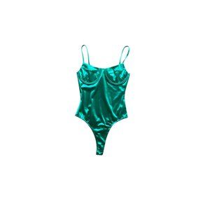 brand new I emerald green satin body suit